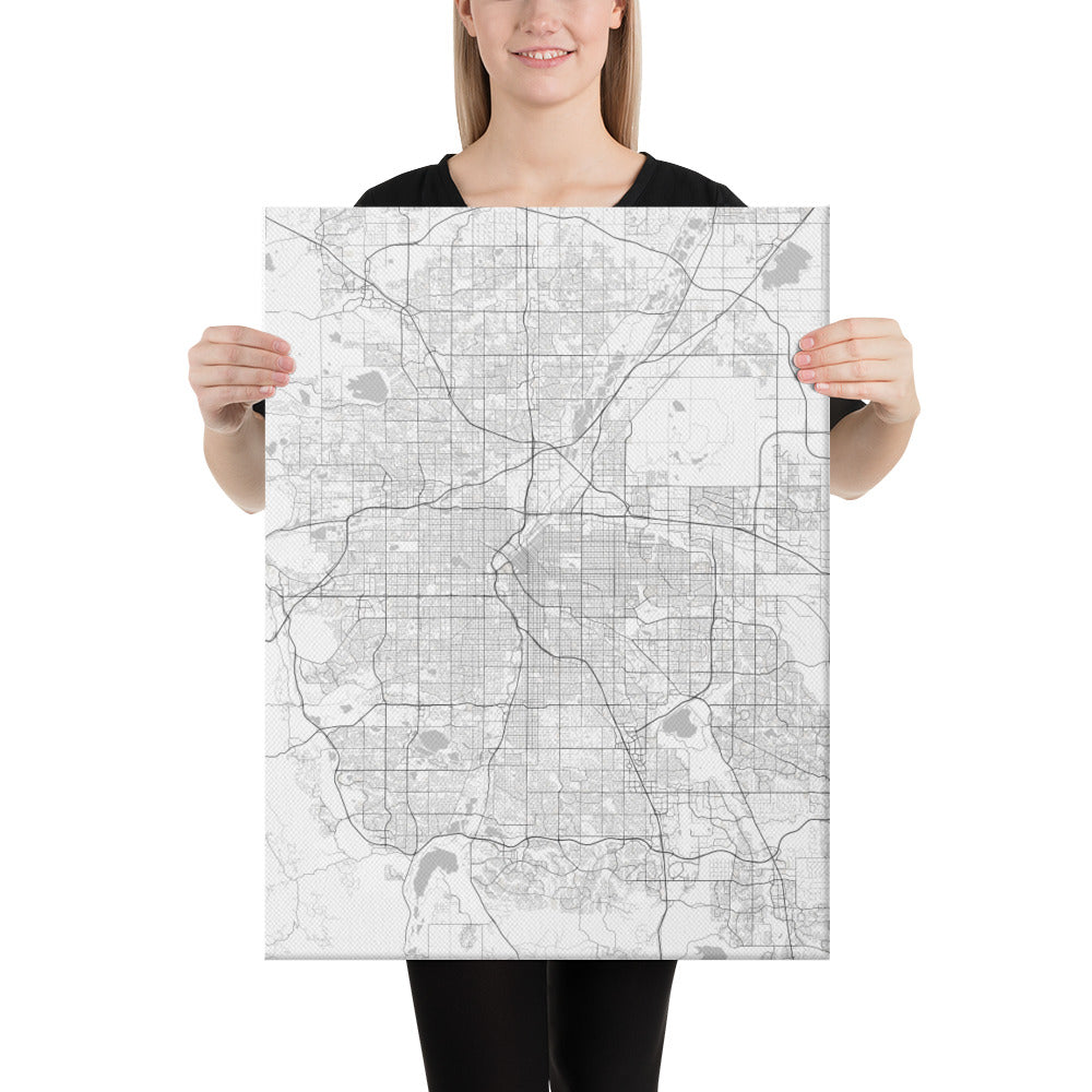 Denver White Canvas Map