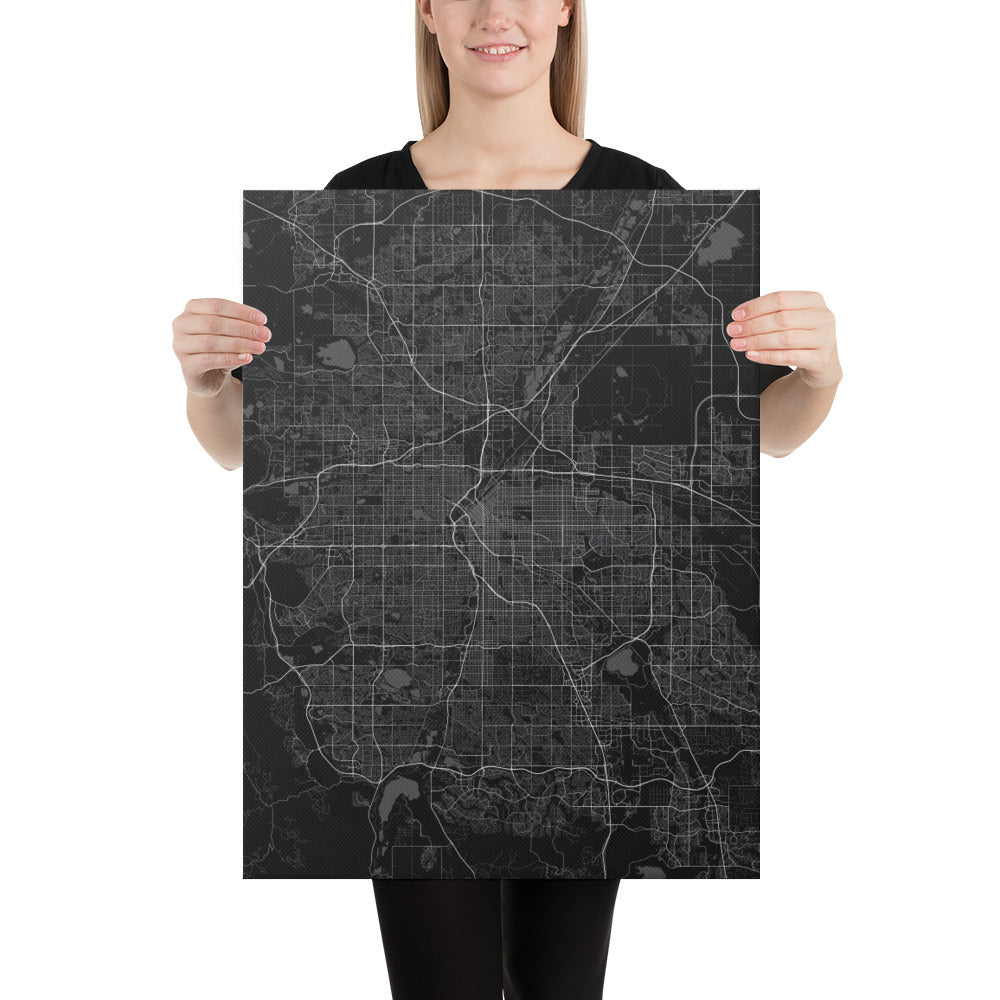 Denver Black Canvas Map