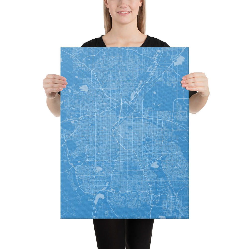 Denver Blue and White Canvas Map