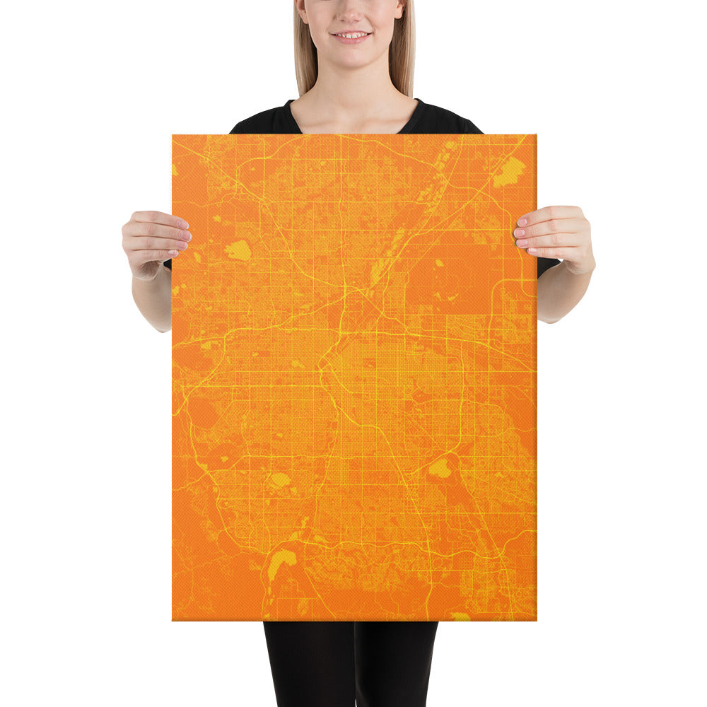 Denver Orange and Yellow Canvas Map