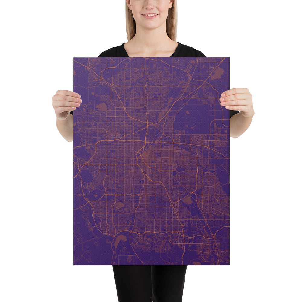 Denver Purple and Orange Canvas Map