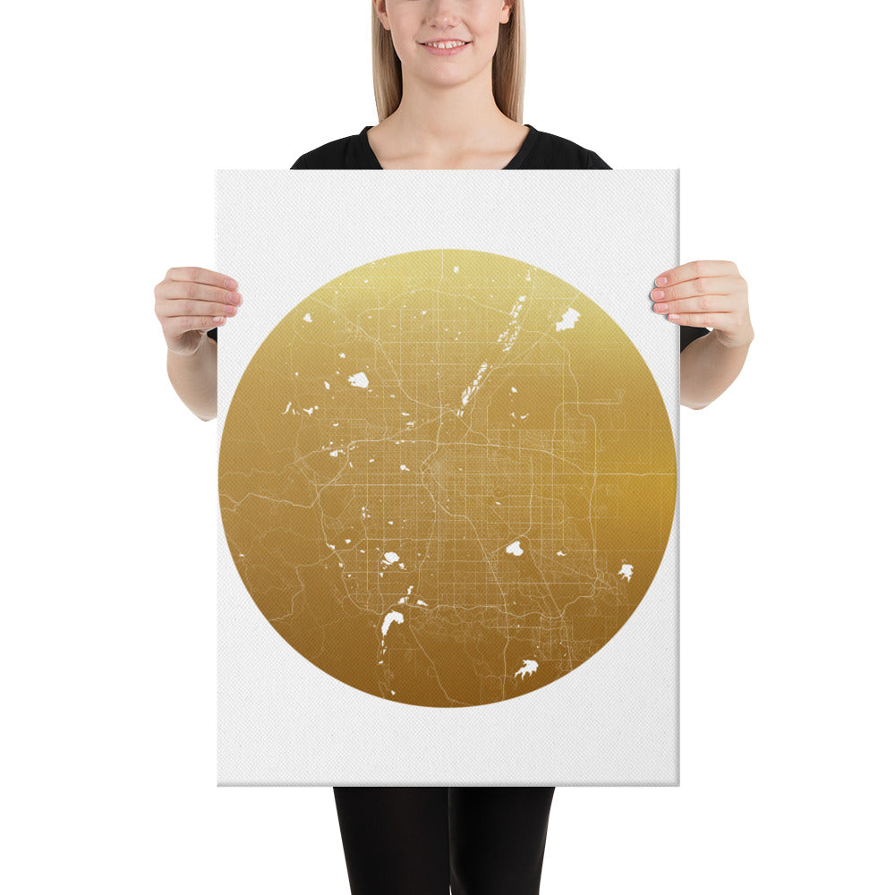 Denver Gold on White Canvas Map