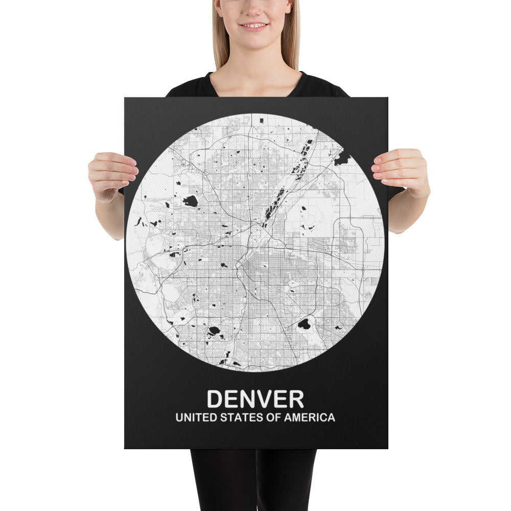 Denver Circular White Canvas Map