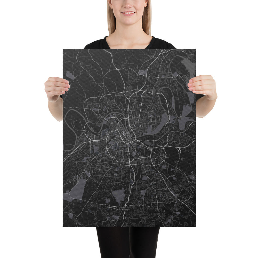 Nashville Black Canvas Map