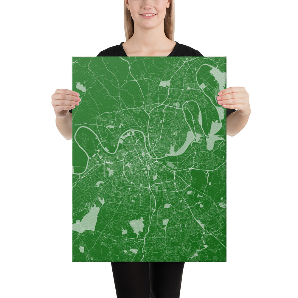 Nashville Green and White Canvas Map