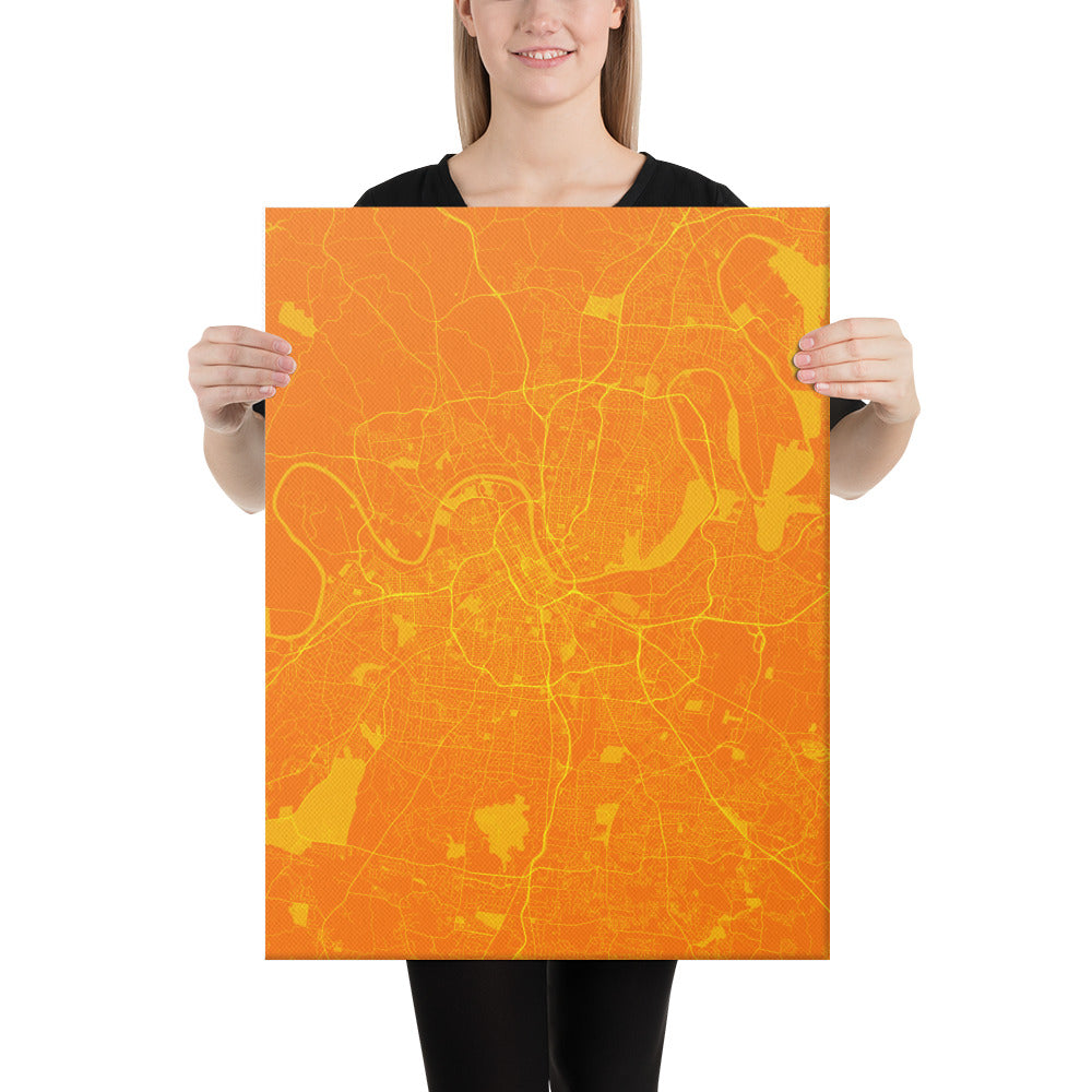 Nashville Orange and Yellow Canvas Map