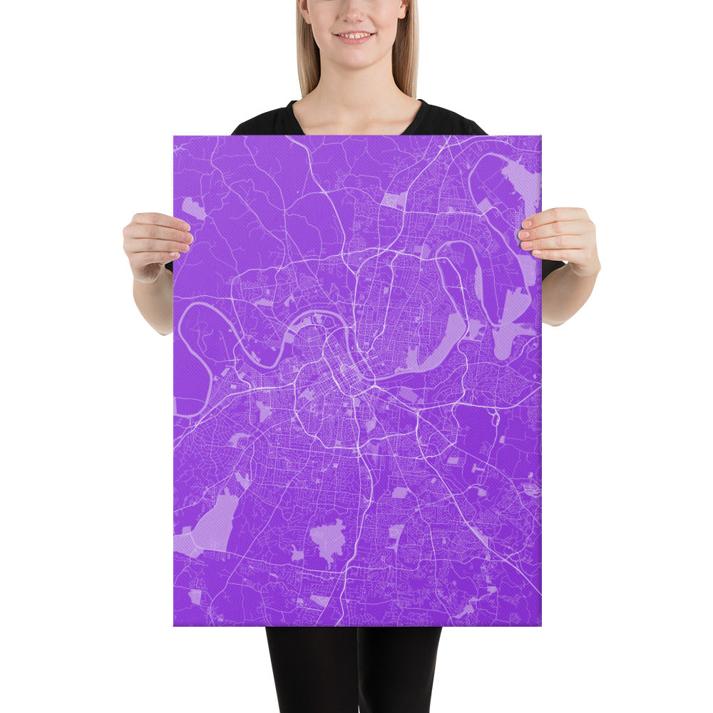 Nashville Purple and White Canvas Map