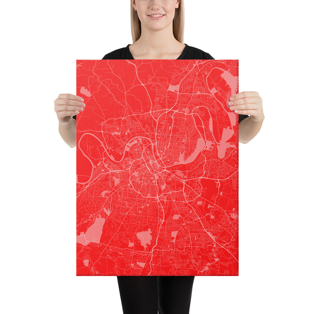 Nashville Red and White Canvas Map