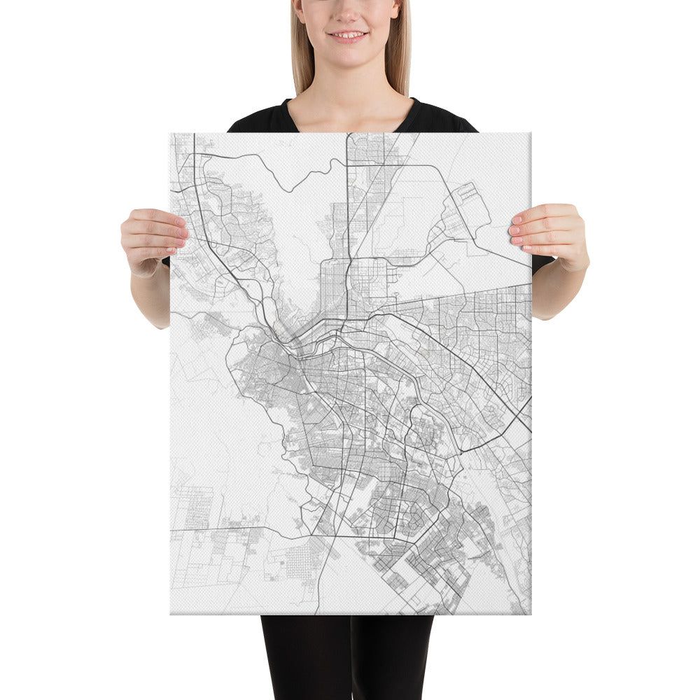 El Paso White Canvas Map