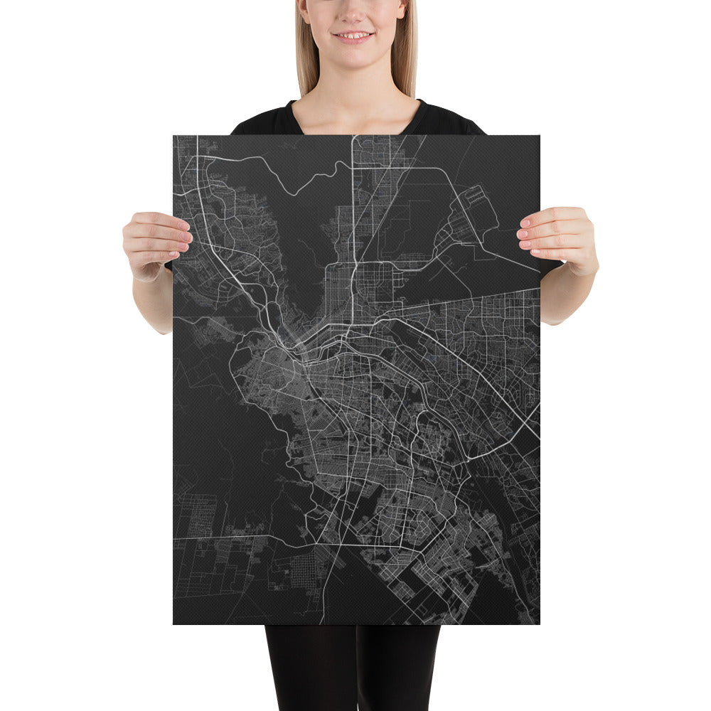 El Paso Black Canvas Map