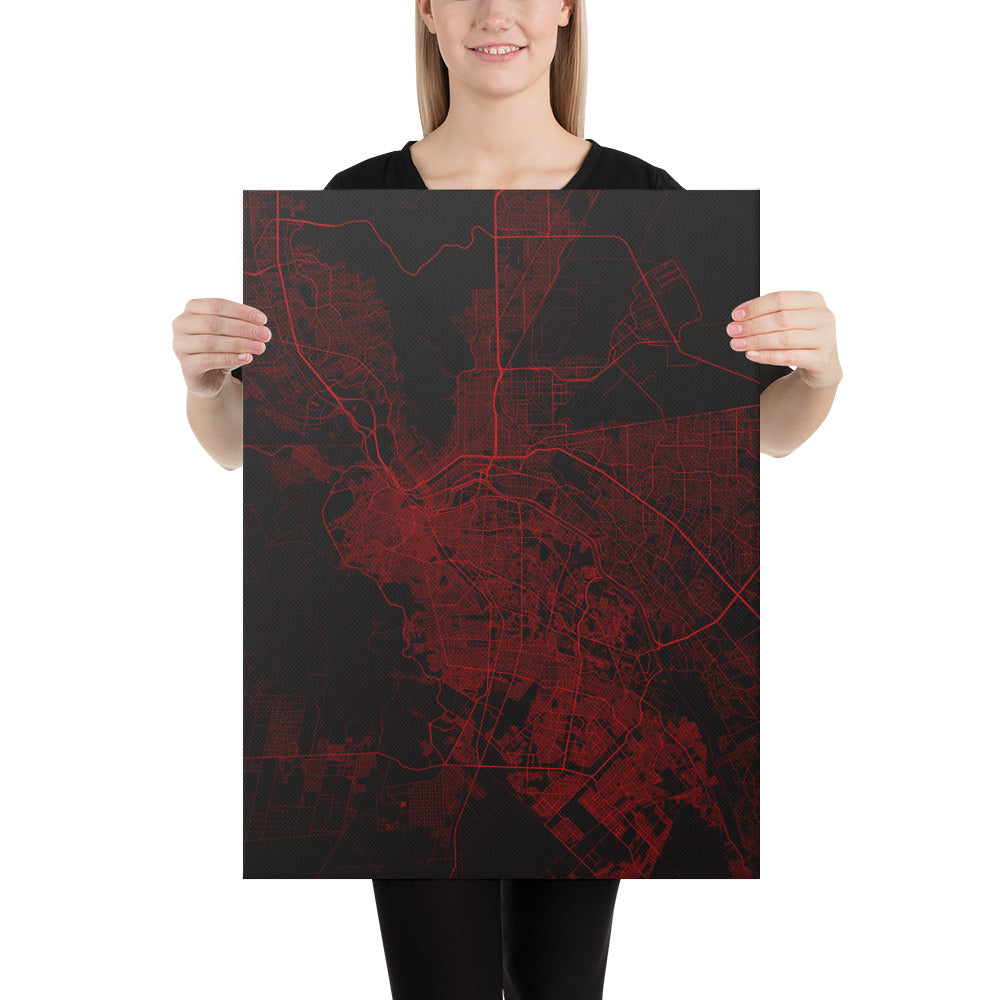 El Paso Black and Red Canvas Map