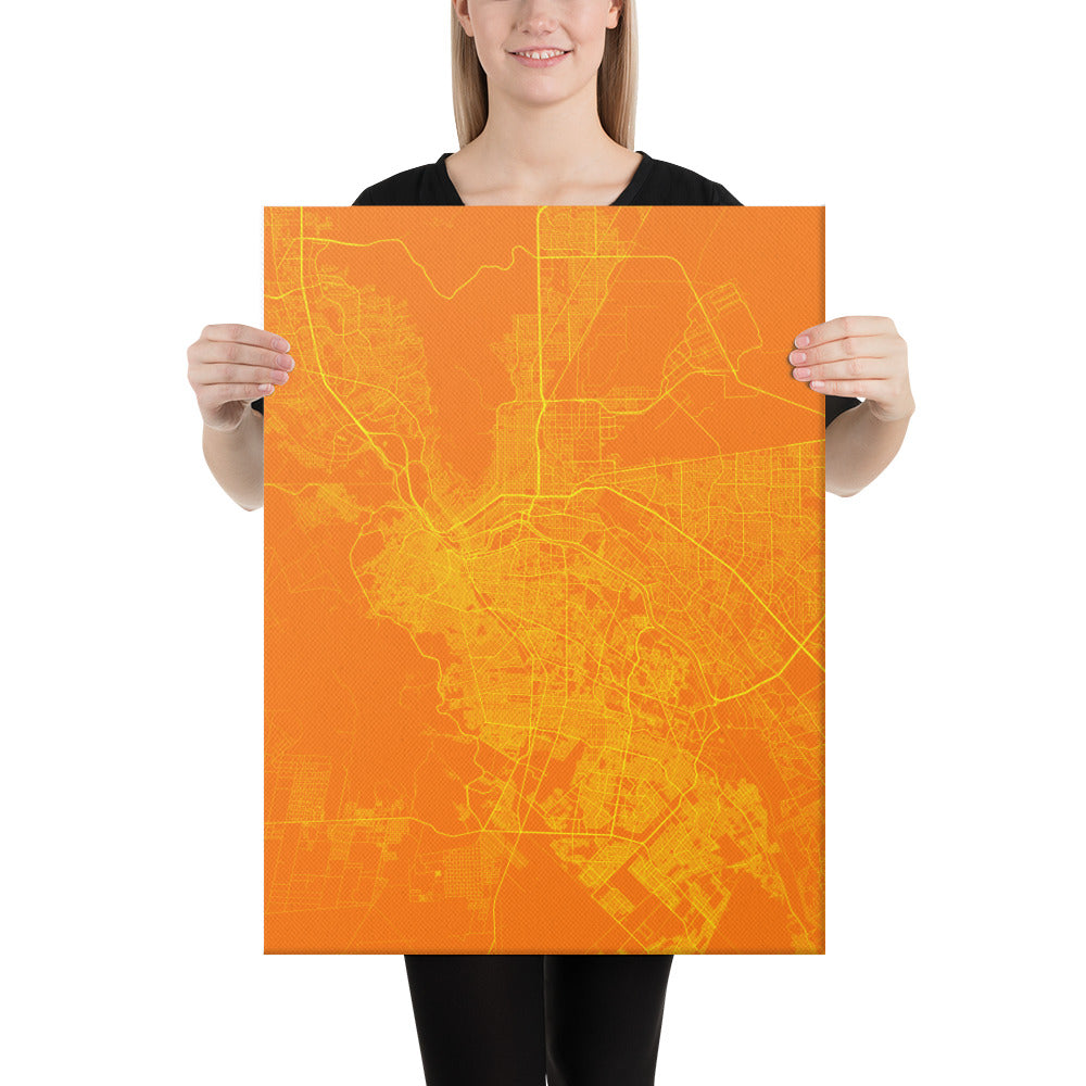 El Paso Orange and Yellow Canvas Map