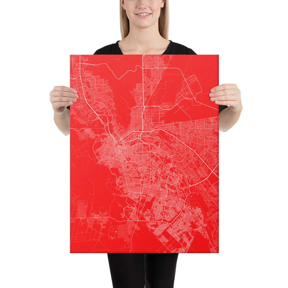 El Paso Red and White Canvas Map