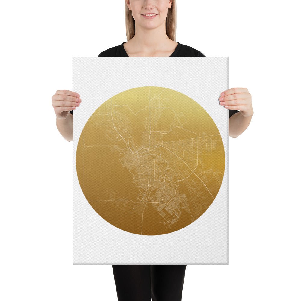 El Paso Gold on White Canvas Map