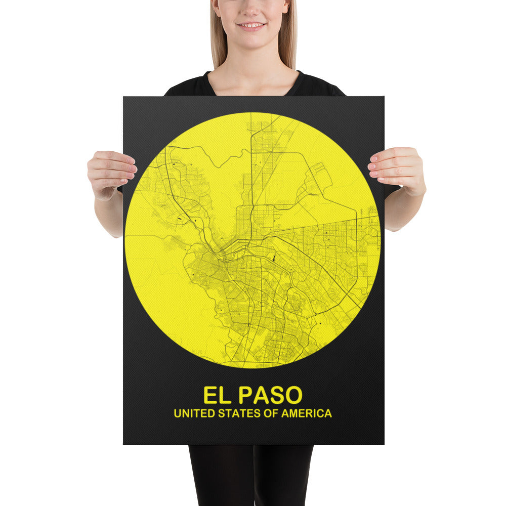 El Paso Circular Yellow Canvas Map