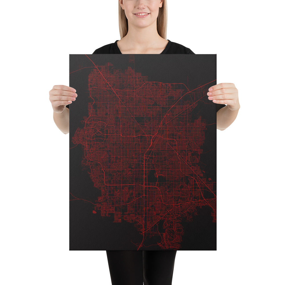 Las Vegas Black and Red Canvas Map