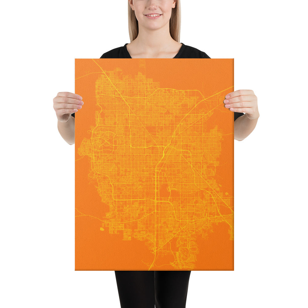 Las Vegas Orange and Yellow Canvas Map