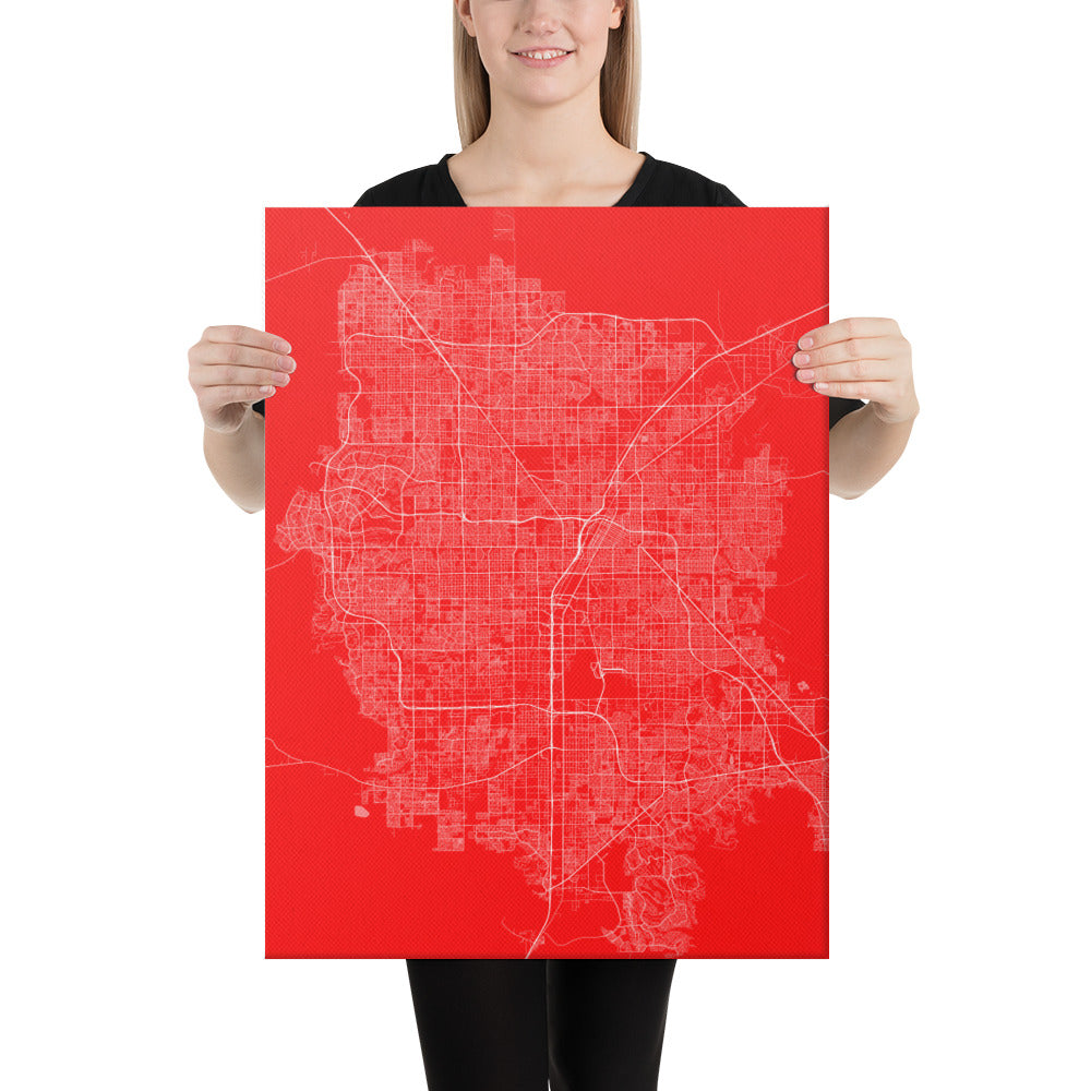 Las Vegas Red and White Canvas Map