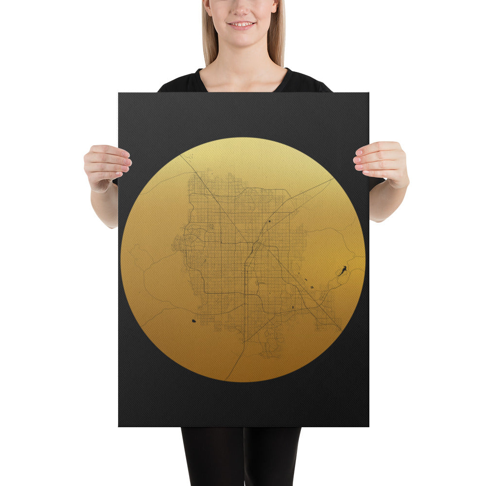 Las Vegas Gold on Black Canvas Map