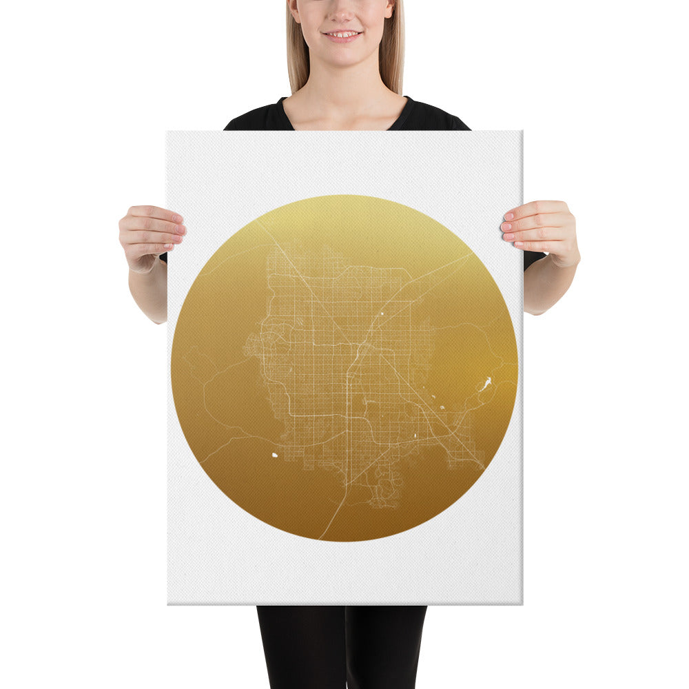 Las Vegas Gold on White Canvas Map