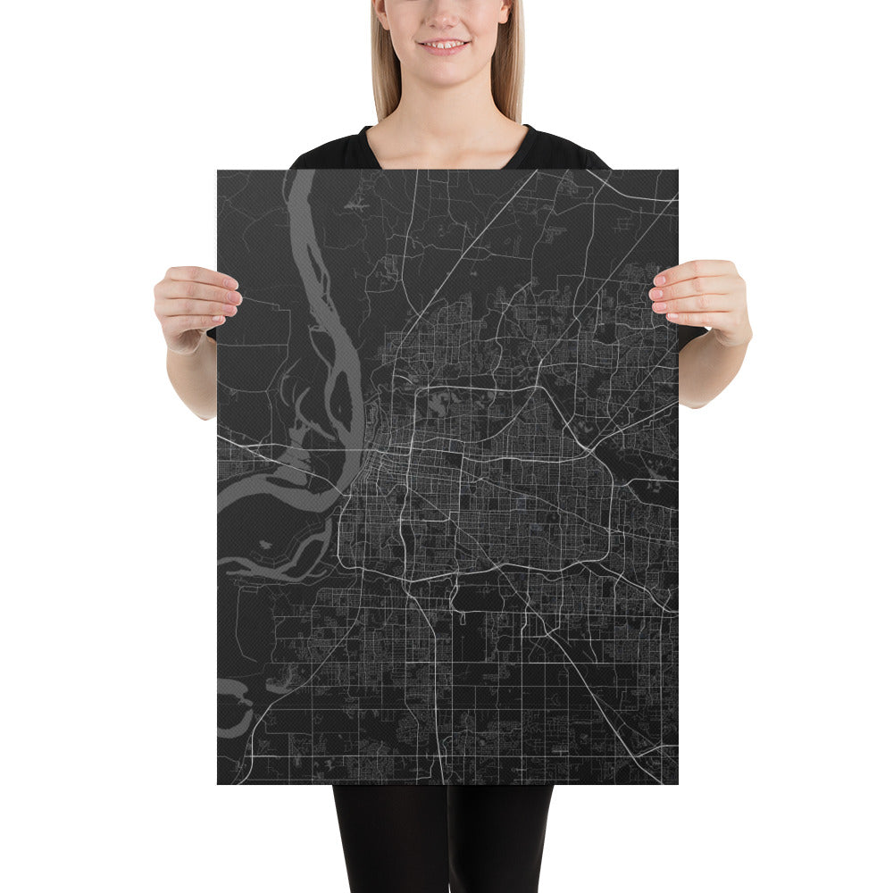 Memphis Black Canvas Map