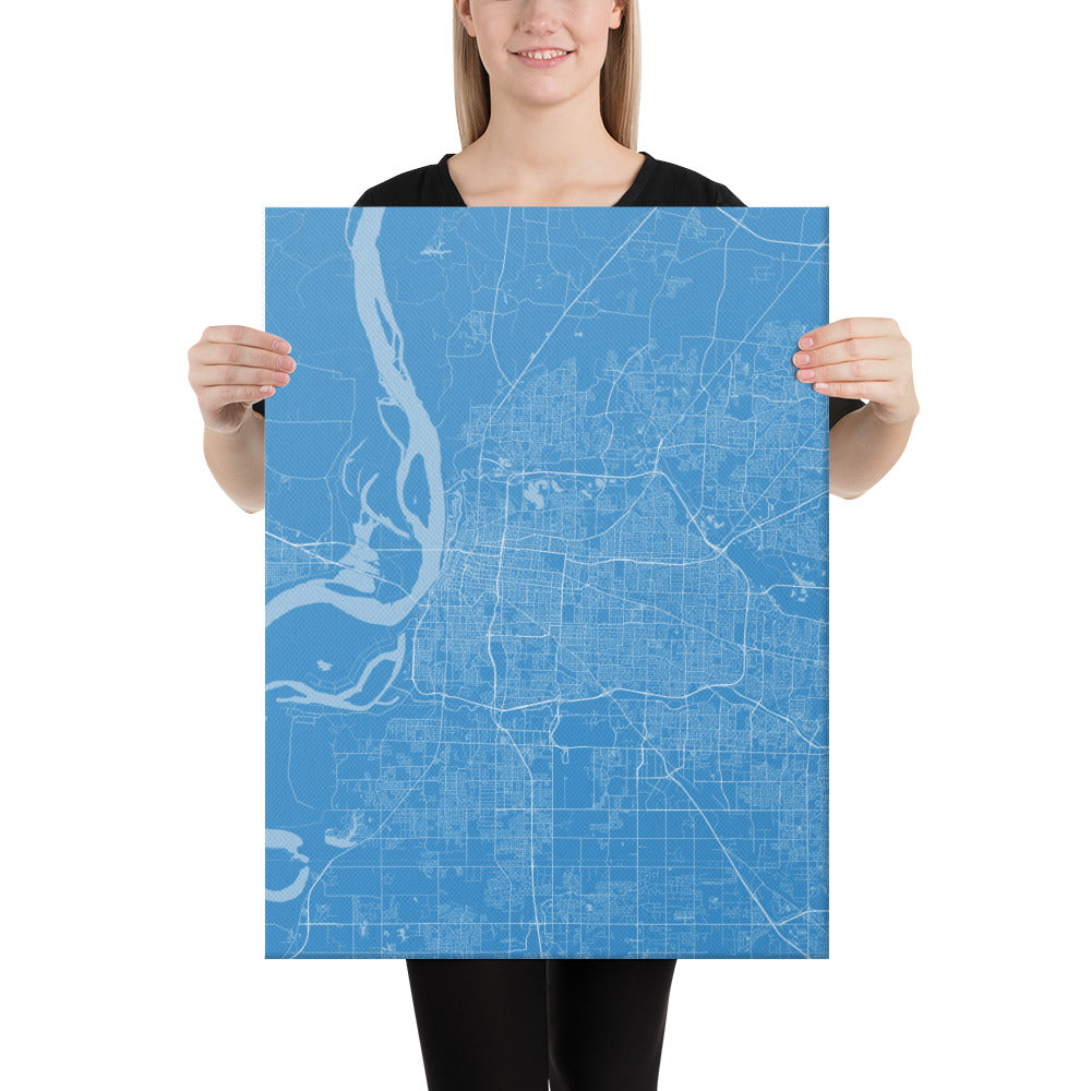 Memphis Blue and White Canvas Map