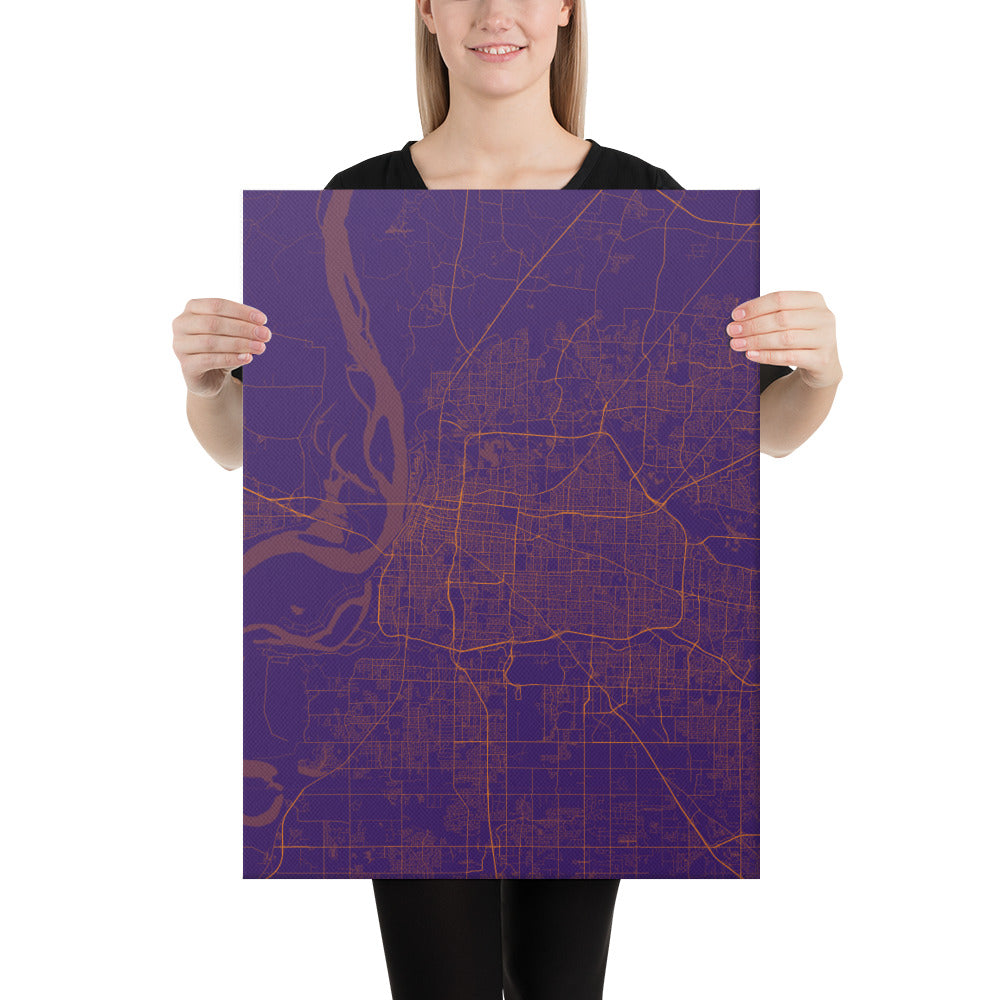 Memphis Purple and Orange Canvas Map