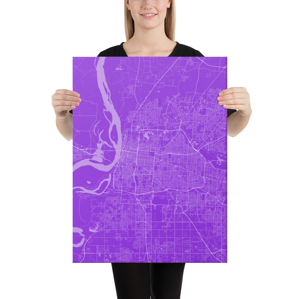 Memphis Purple and White Canvas Map