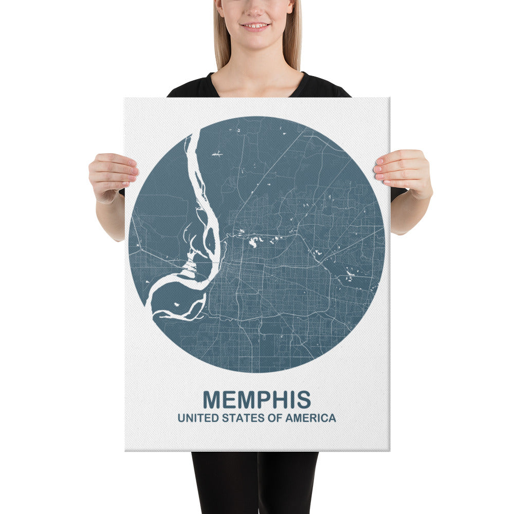 Memphis Circular Blue Canvas Map