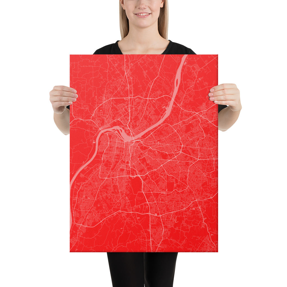 Louisville Red and White Canvas Map