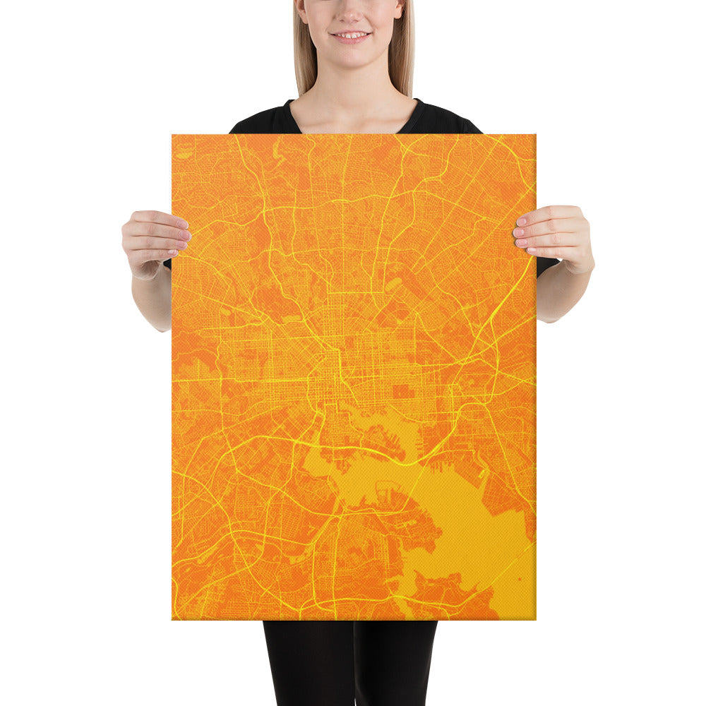 Baltimore Orange and Yellow Canvas Map