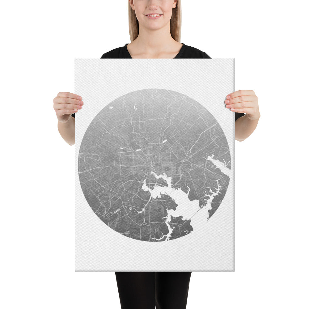 Baltimore Silver on White Canvas Map