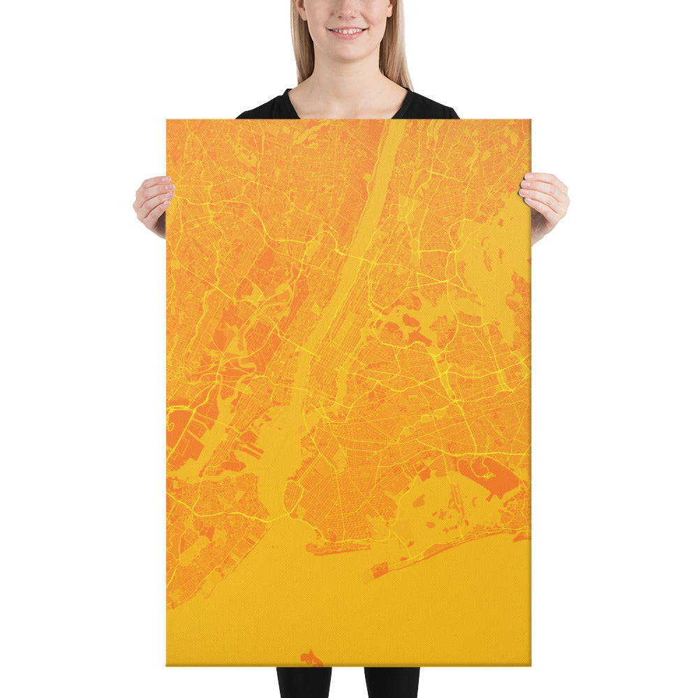 New York Orange and Yellow Canvas Map