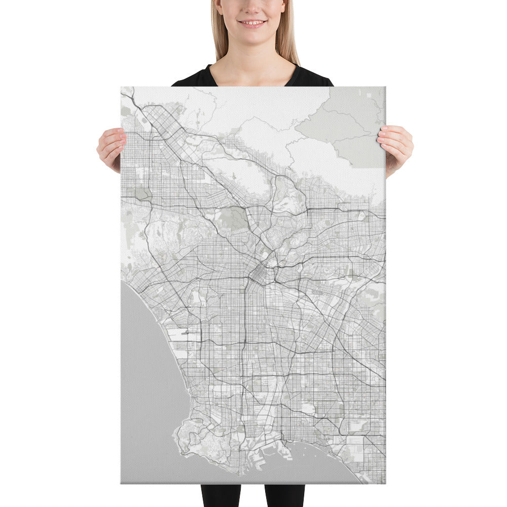 Los Angeles White Canvas Map