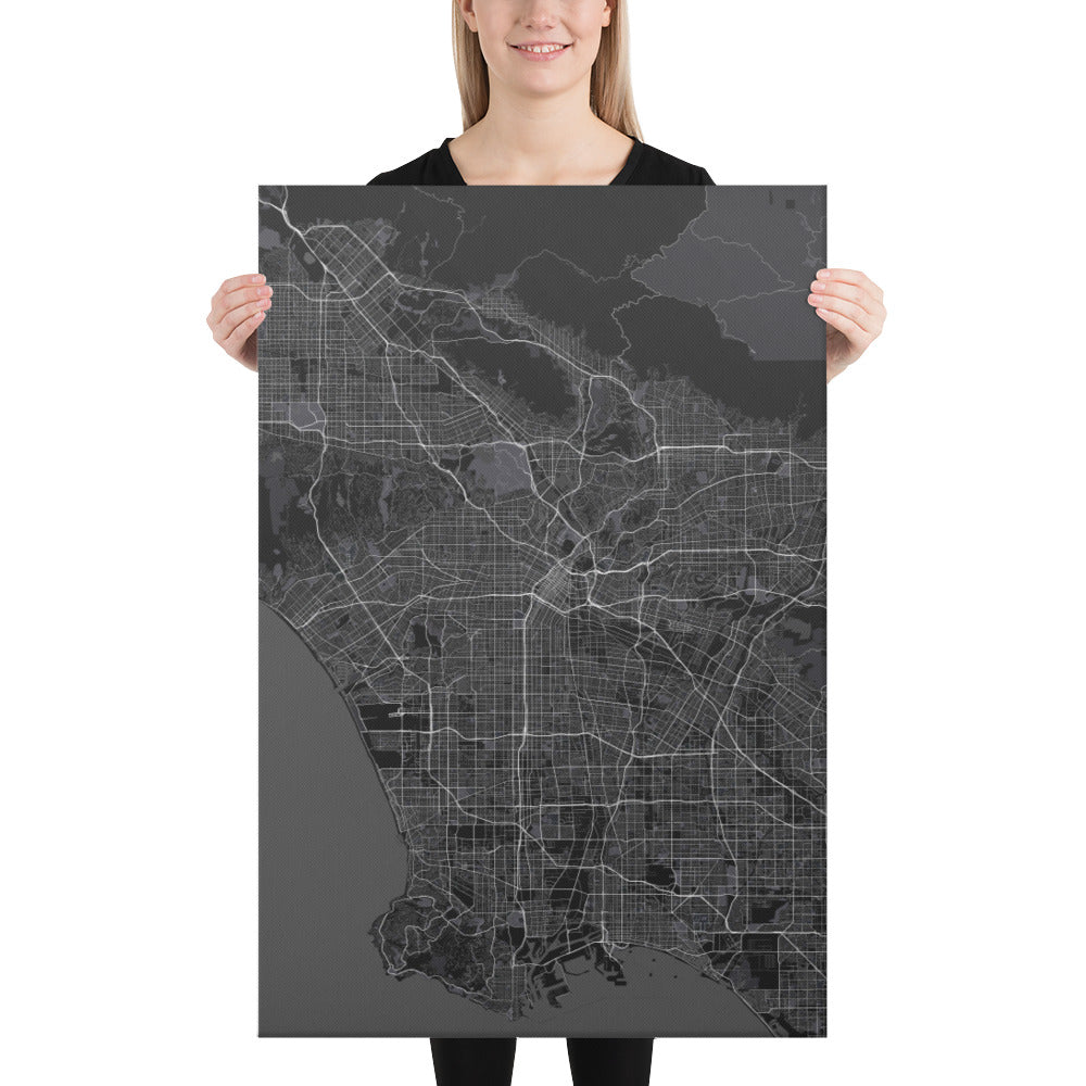 Los Angeles Black Canvas Map