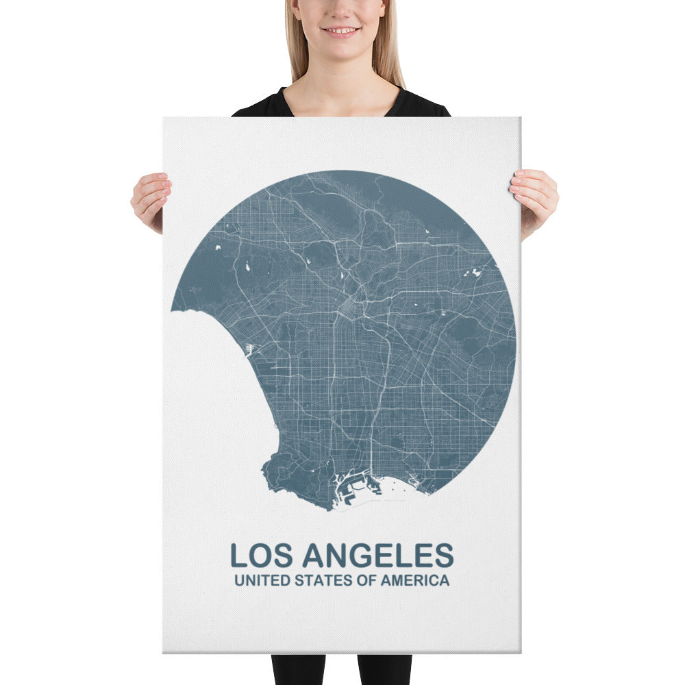 Los Angeles Circular Blue Canvas Map