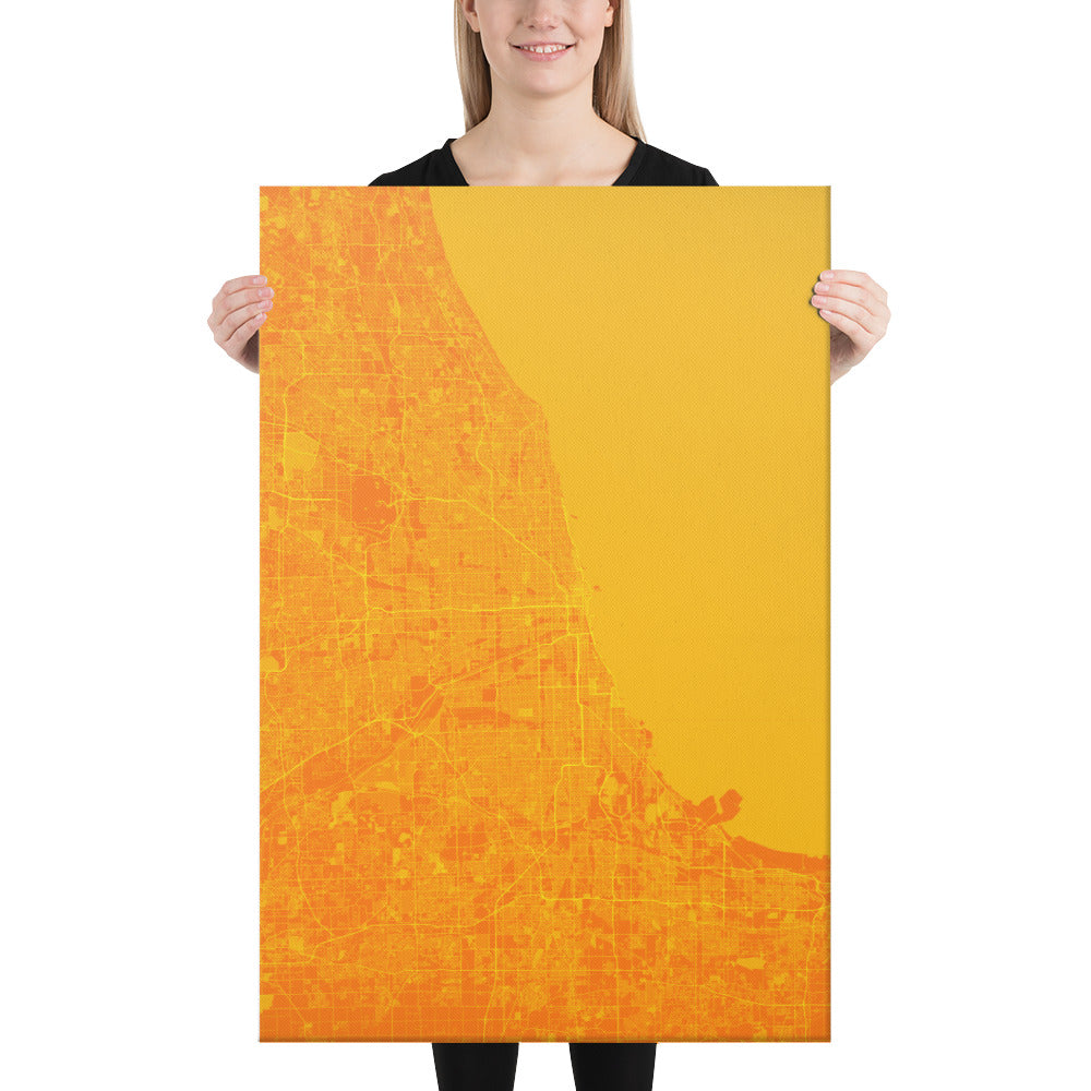 Chicago Orange and Yellow Canvas Map