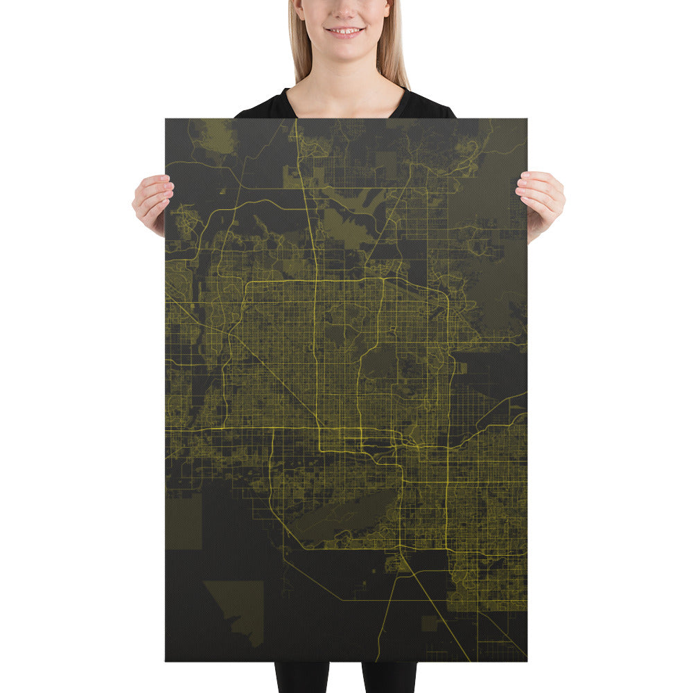 Phoenix Black and Yellow Canvas Map