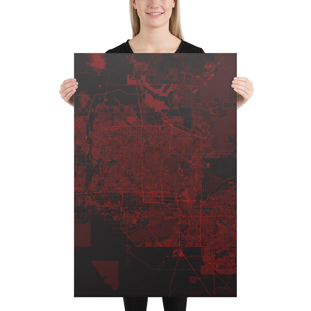 Phoenix Black and Red Canvas Map