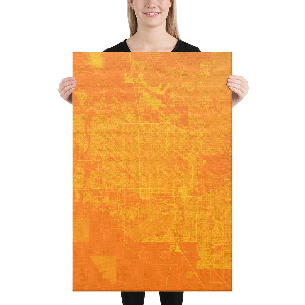 Phoenix Orange and Yellow Canvas Map