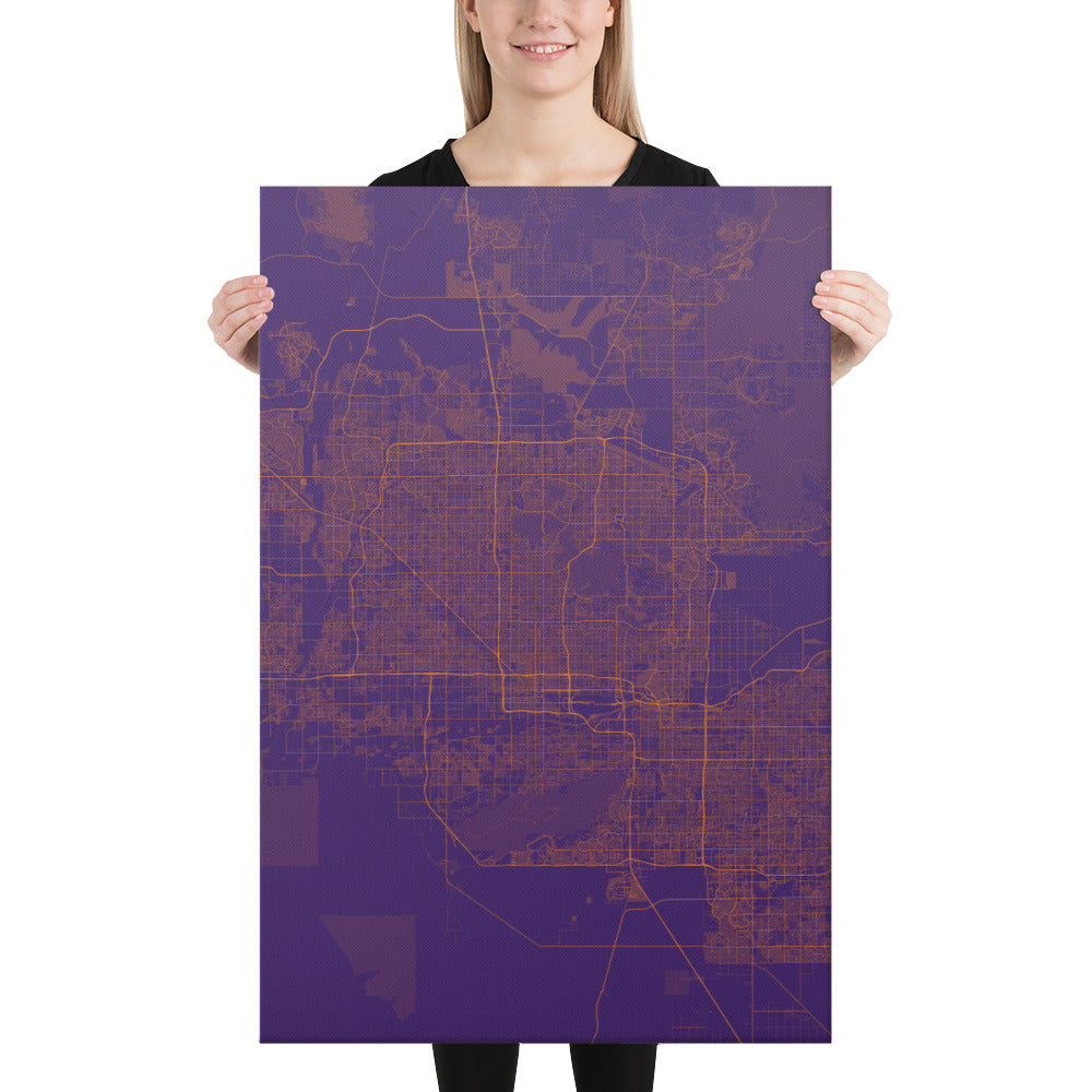 Phoenix Purple and Orange Canvas Map