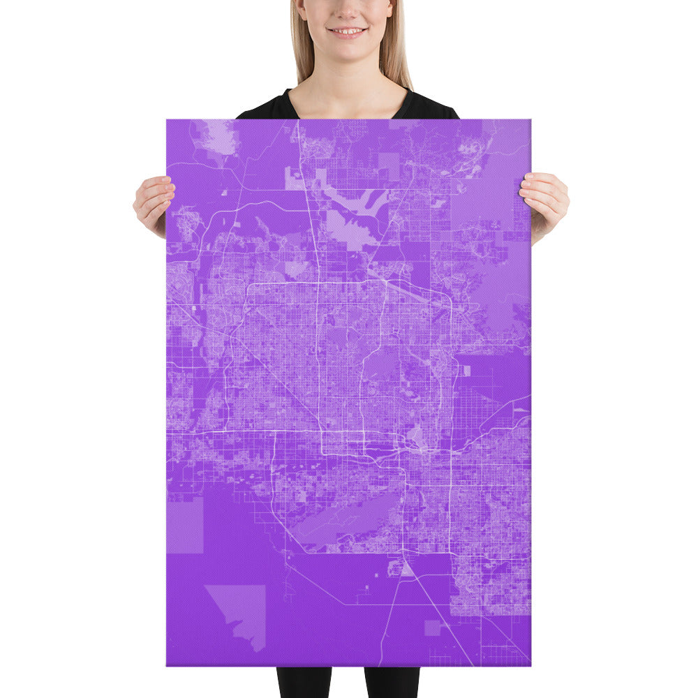 Phoenix Purple and White Canvas Map