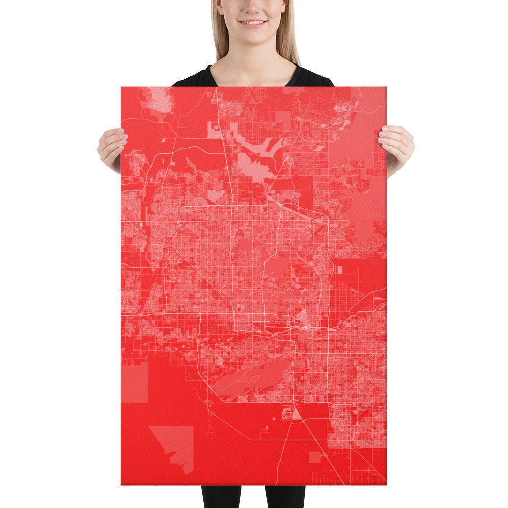 Phoenix Red and White Canvas Map