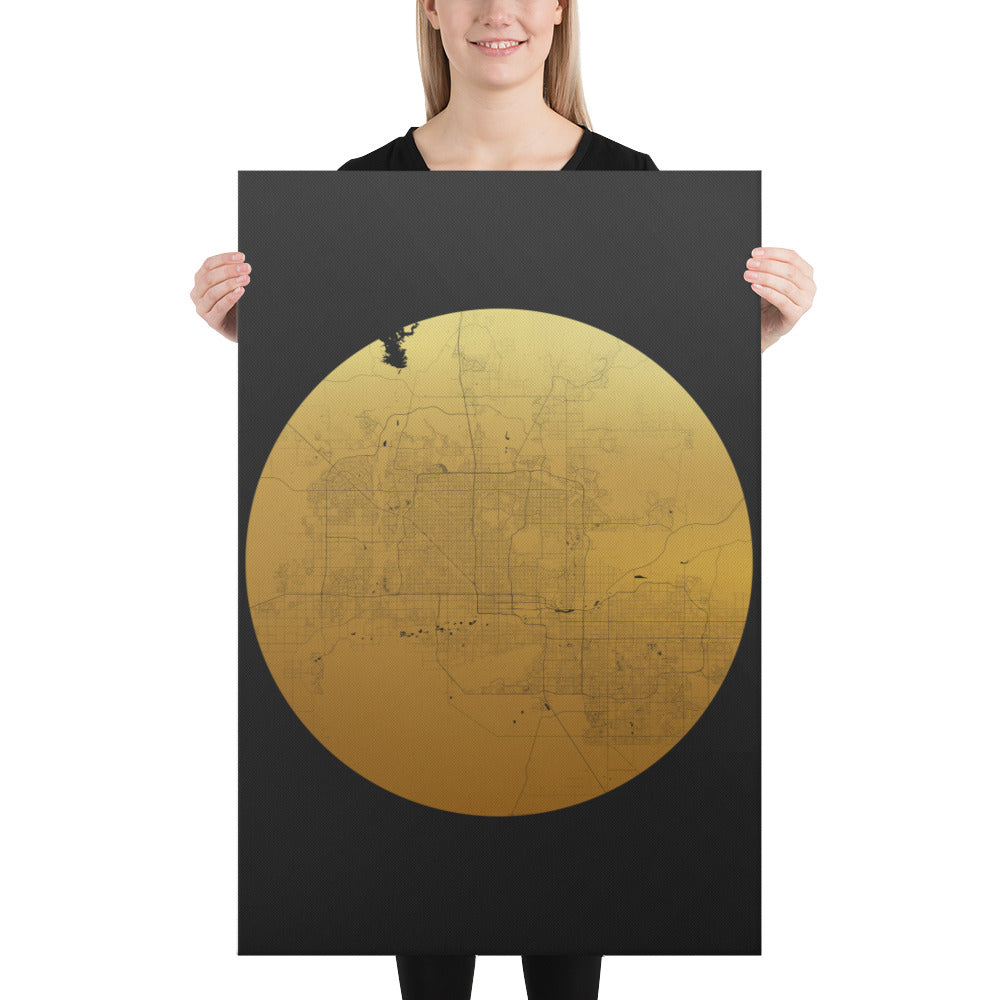 Phoenix Gold on Black Canvas Map