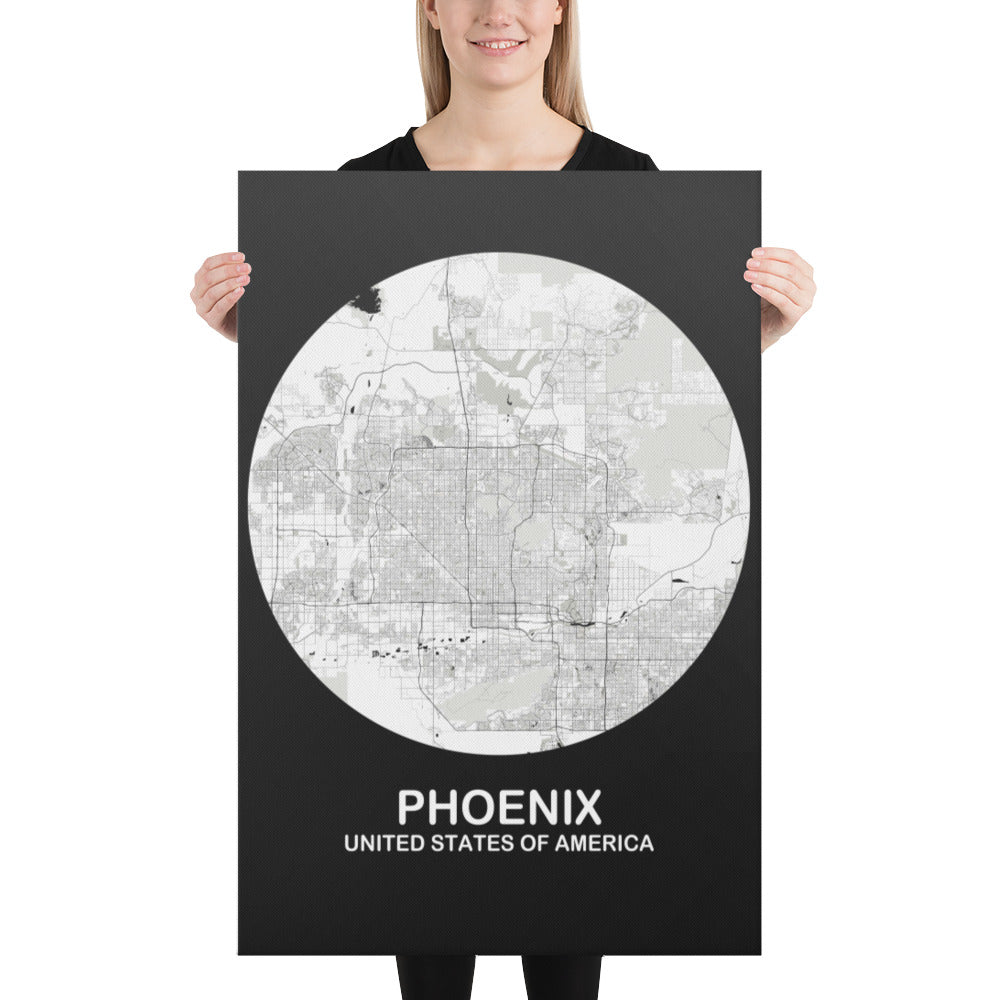 Phoenix Circular White Canvas Map