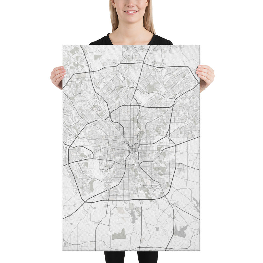 San Antonio White Canvas Map