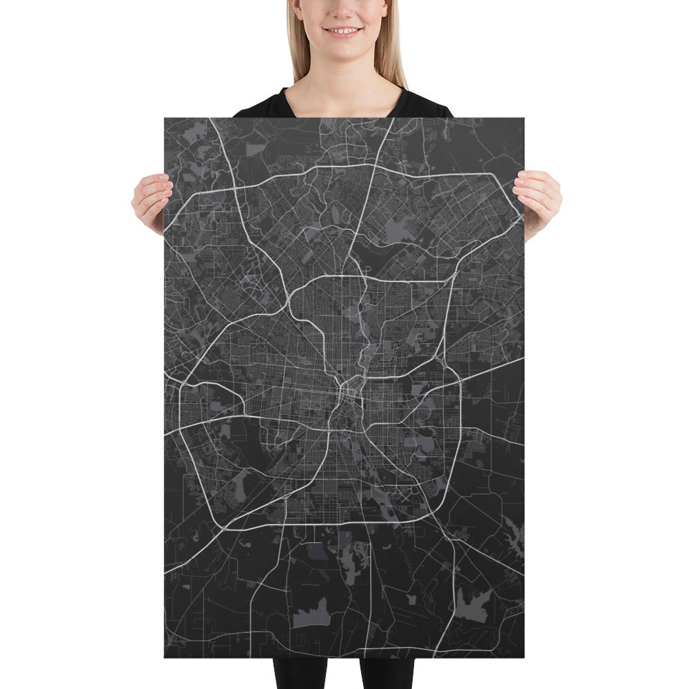 San Antonio Black Canvas Map