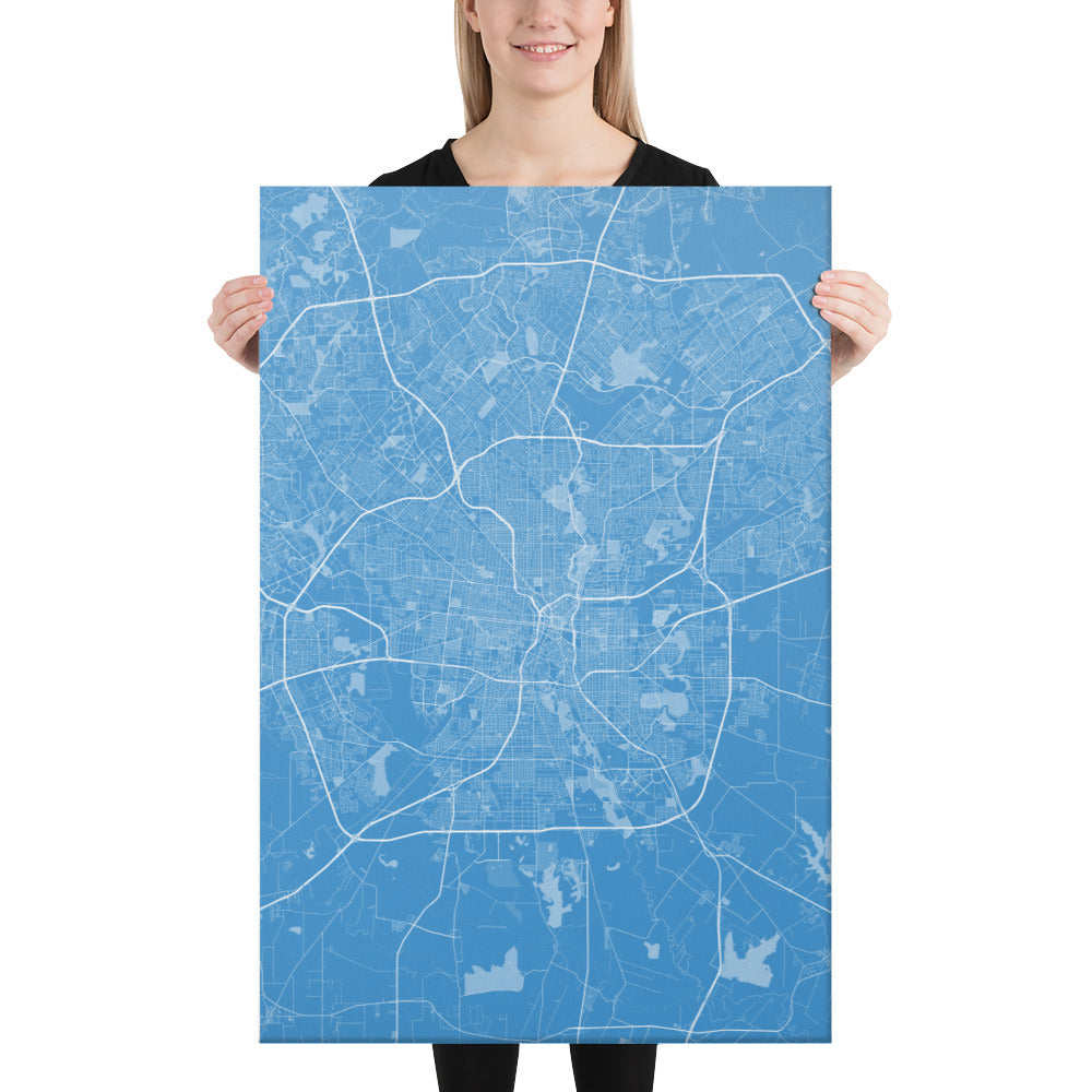 San Antonio Blue and White Canvas Map