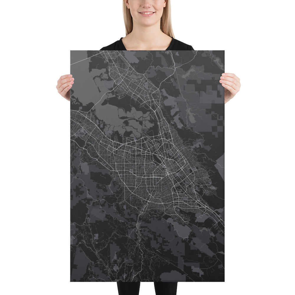 San Jose Black Canvas Map