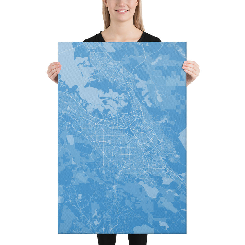 San Jose Blue and White Canvas Map